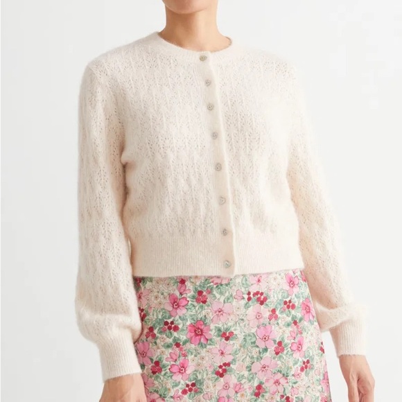 & Other Stories Heart Button Knit Cardigan Sweater Alpaca Wool Cream Size Medium - Picture 1 of 10